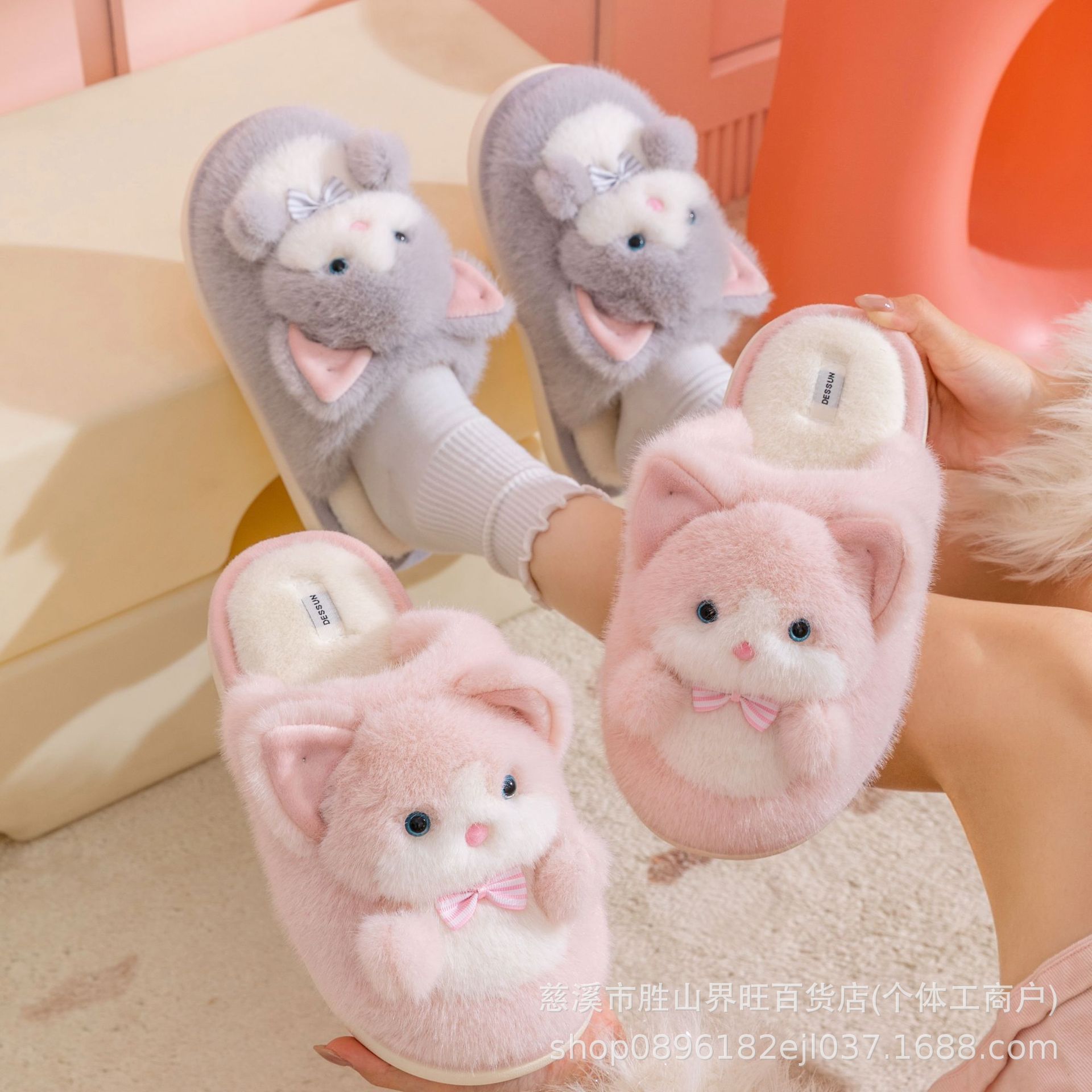 棉拖鞋女士可爱秋冬季2025新款室内家居小猫情侣毛绒保暖跨境外贸详情12