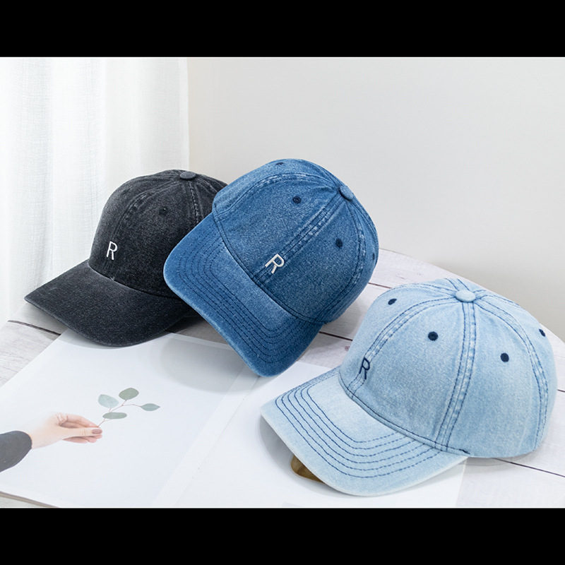 Letter cowboy baseball cap for women, Korean style simple deep-top face-showing small baseball cap, Japanese style big head circumference face-showing small cap pic 2