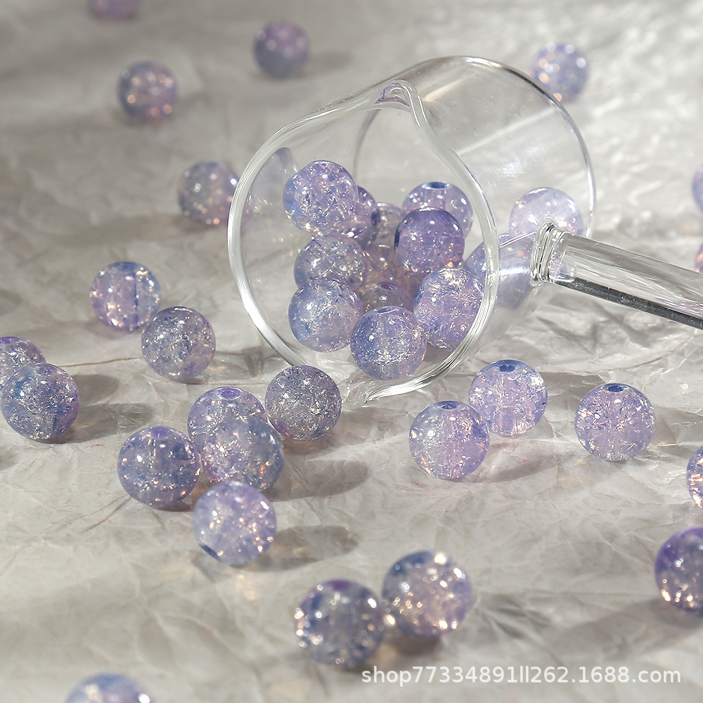 10mm【蛋白碎系玉碎珠】爆花琉璃珠手工diy手链串珠散珠饰品配件详情1