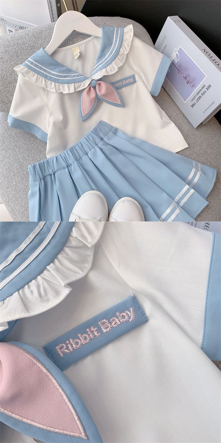 女童学院风套裙夏季儿童JK套装2025新款洋气女孩衬衫百褶裙两件套详情13