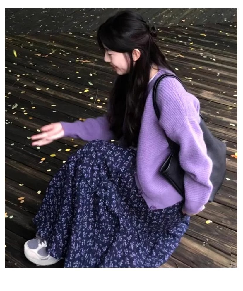 韩式复古碎花半身裙女春 2025 新款高腰休闲慵懒风秋冬蛋糕长裙子详情16