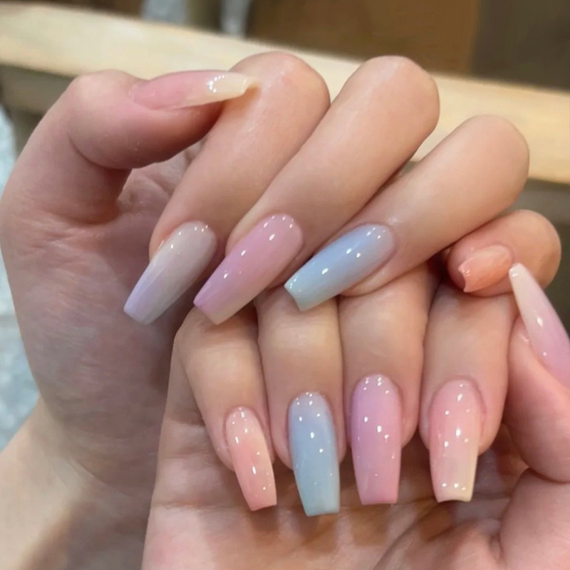 Wholesale of handcrafted wearable nails for Internet celebrities, medium and long heart-shaped diamond nail nail plates, nail patches, false nails, jelly glue pic 26