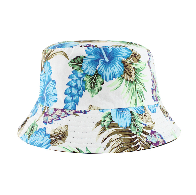 欧美新品双面盆帽夏季遮阳防晒户外盆帽男女士个性印花时尚帽子详情1