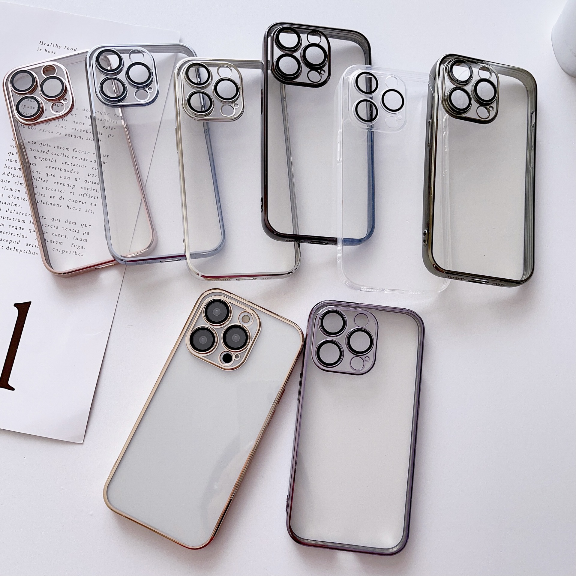 适用苹果15promax手机壳14iphone13plus电镀带镜头膜防尘网保护套详情1