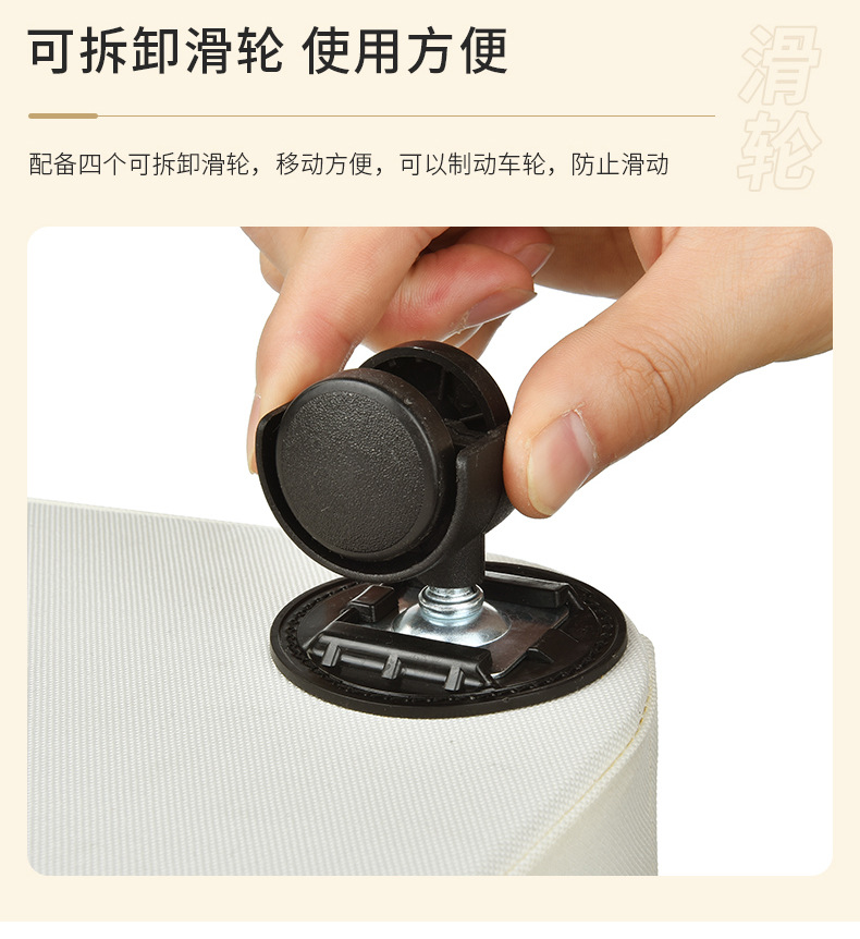 大容量脏衣篮带轮子日式布艺可折叠竹子框架收纳筐脏衣篓详情15