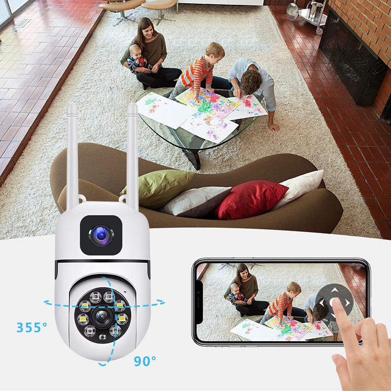 The new indoor high-definition dual-lens dual-screen gun-ball linkage surveillance camera features 360° rotation and two-way voice control pic 3