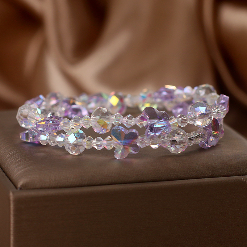 儿童水晶手链女童轻奢小众蝴蝶串珠手串学生闺蜜手环女孩生日礼物详情3