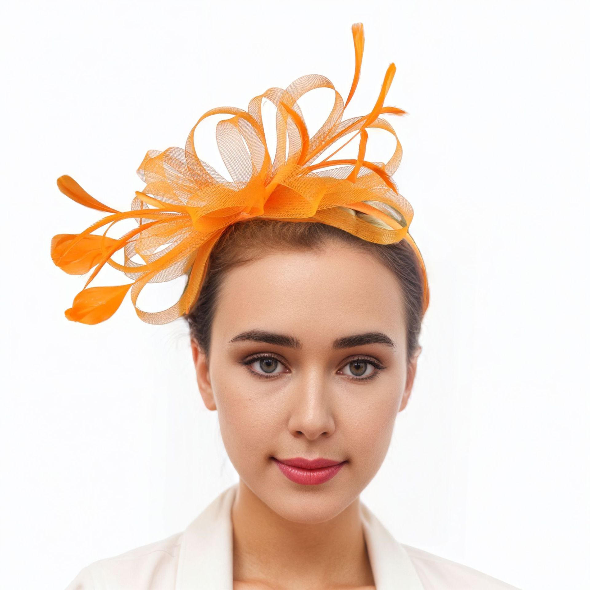 简约复古发夹网纱羽毛头花发饰欧式复古晚宴影楼新娘拍照写真发箍详情7