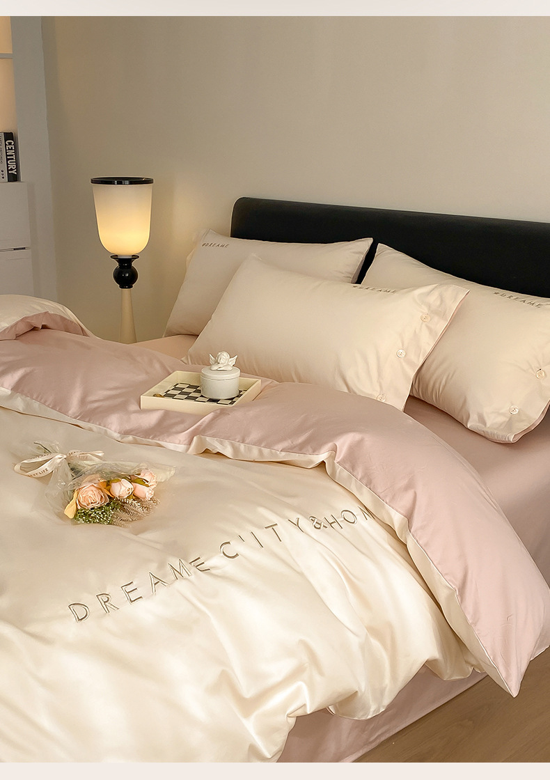 轻奢120支长绒棉床上四件套全棉纯棉刺绣款床单被套南通家纺4件套详情3