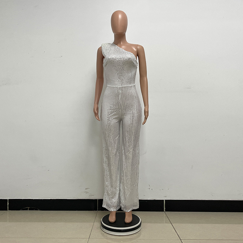 新中式无袖连体衣独立站夏季单肩亮片连体裤女批发详情29