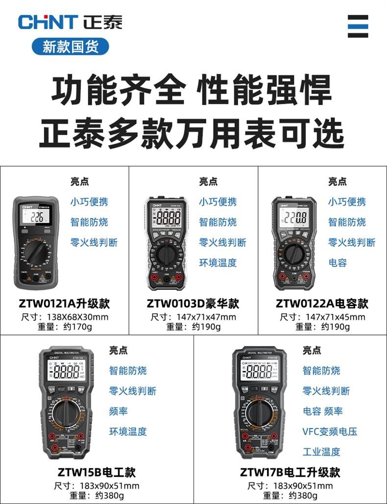 正泰万用表数字高精度防烧便携式智能全自动维修多功能电工万能表详情7