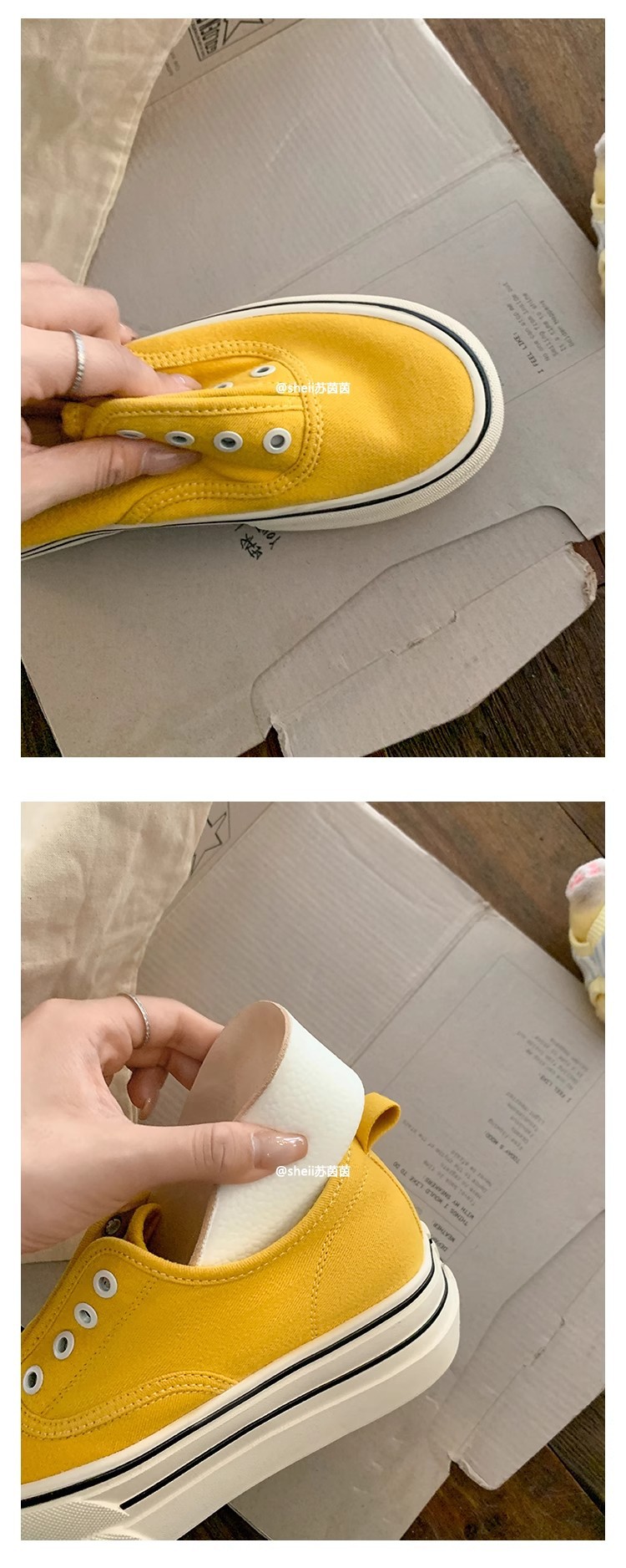 苏茵茵同款隐形增高7cm~懒人休闲厚底乐福单鞋女帆布鞋板鞋详情21