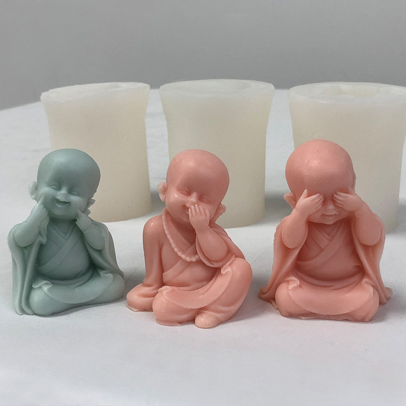 小和尚香薰石膏蜡烛硅胶模具diy佛像摆件观音菩萨如来佛滴胶模具详情21
