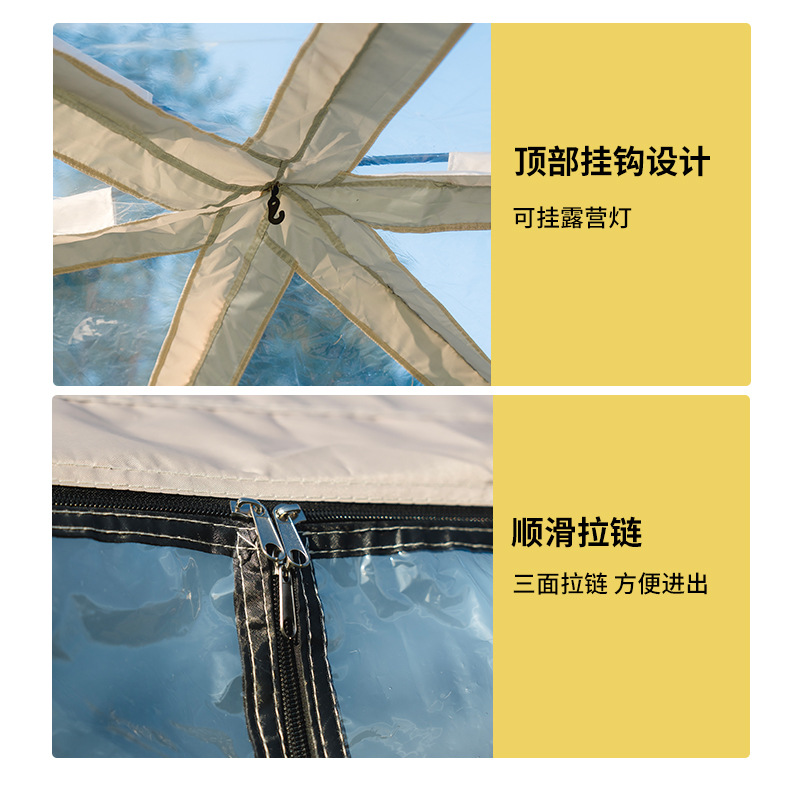 Outdoor sunroom, hexagonal starry sky tent, transparent campsite, bubble house campsite, winter heating, swimming pool tent, camping pic 13