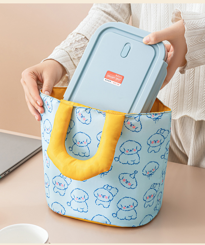 Cute and fun bento bag, printed portable insulated bag, large-capacity thickened fresh-keeping lunch box bag, adorable hand-held lunch bag pic 20