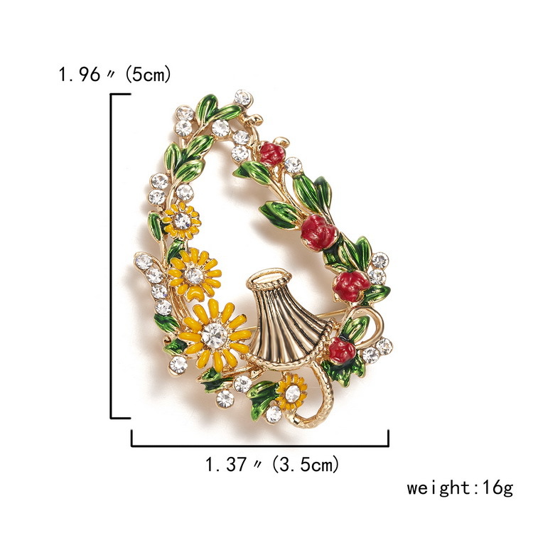 Cross-border best-selling plant series brooches, daisies, sunflowers, lacquered vases, maple leaf flower brooches and brooch accessories pic 6