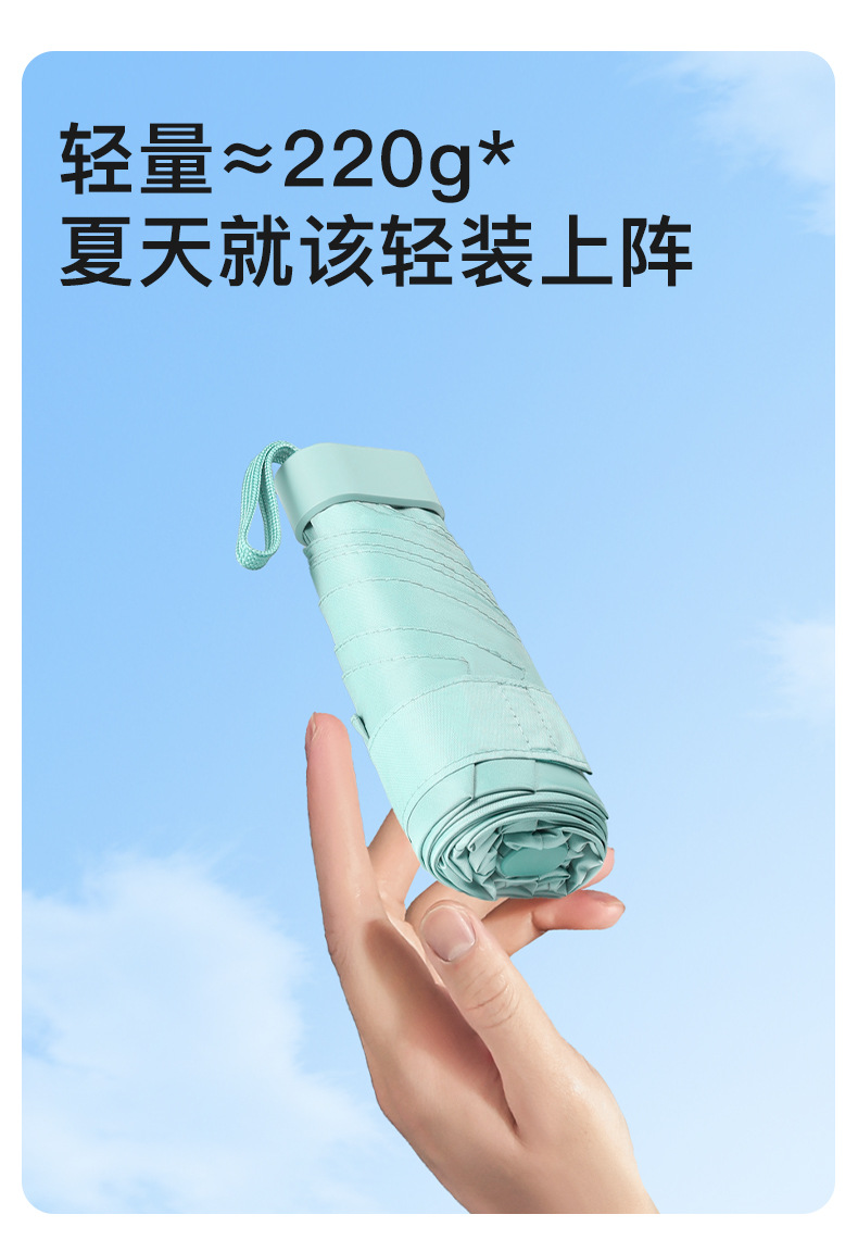 扁五折伞小巧便携卡包伞遮阳防晒防紫外线太阳伞胶囊口袋晴雨伞详情4