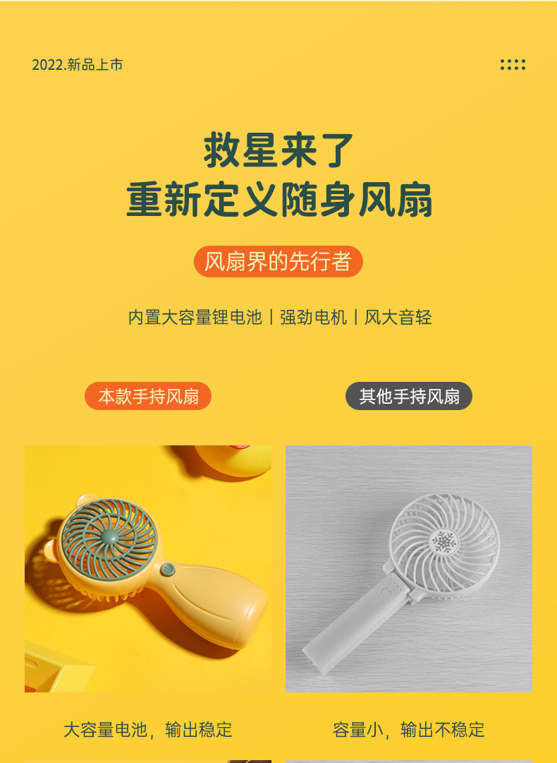minifanUSB充电手持小风扇卡通可爱迷你小巧户外便携带挂绳跨境详情7