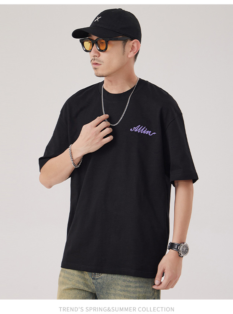 The 2025 summer new half-sleeved T-shirt for men is a trendy and versatile short-sleeved American retro printed loose round-neck T-shirt pic 39