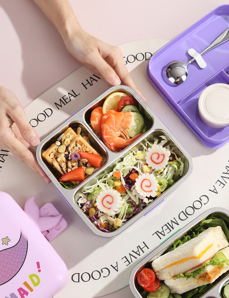 正方形塑料餐盒创意简约饭盒便携密封饭盒学生分隔午餐盒户外便当详情5
