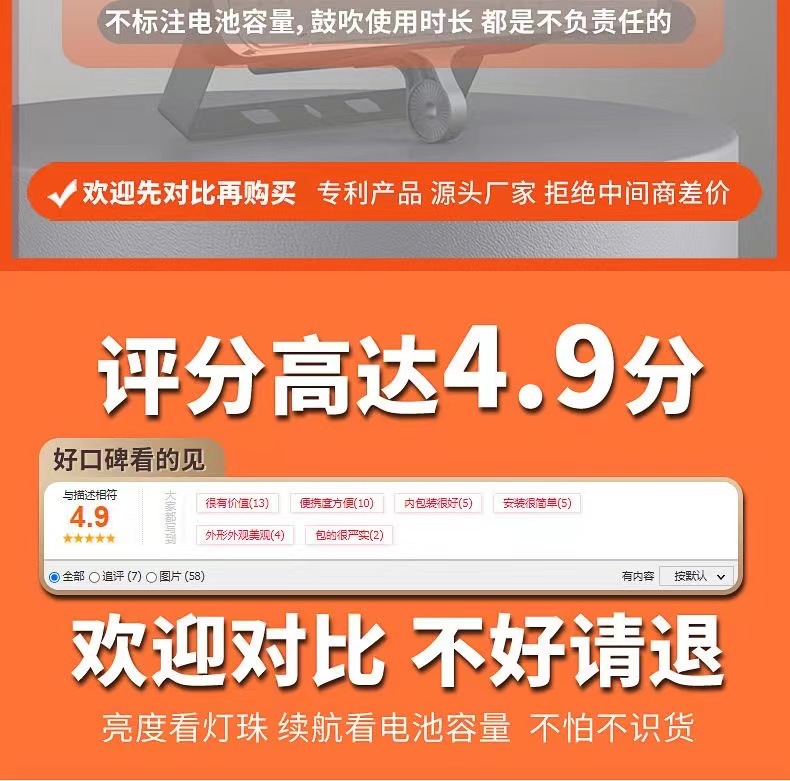 摆摊夜市超亮专用地摊灯充电露营户外照明停电应急伸缩支架LED灯详情8