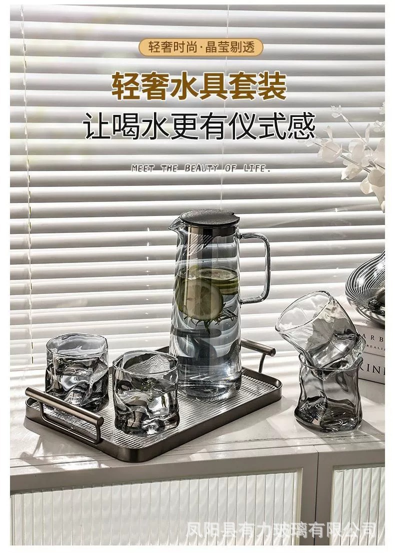 Factory wholesale high-temperature resistant glass cold water kettles, high borosilicate drinking cups, household water appliance sets, large capacity cold water kettles pic 2
