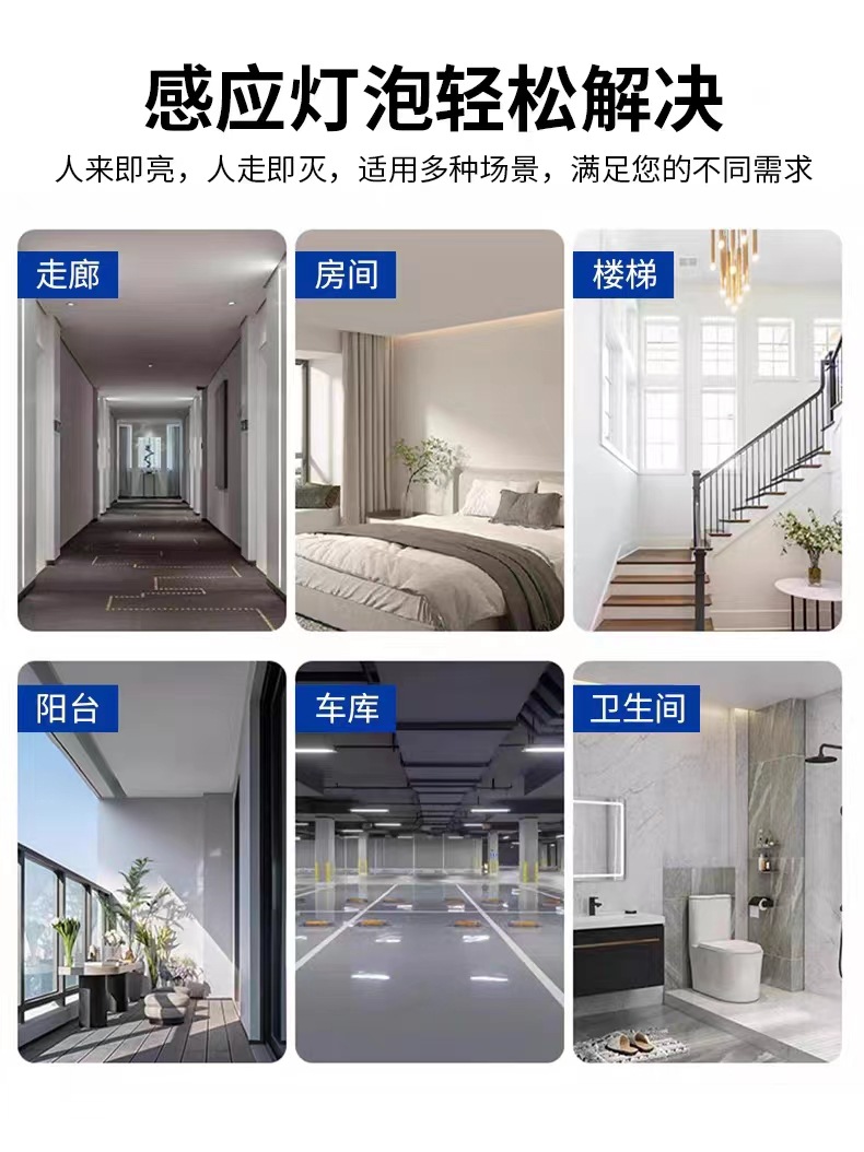 LED智能人体红外雷达感应声光控灯泡灯芯超亮楼梯通道节能球泡E27详情6