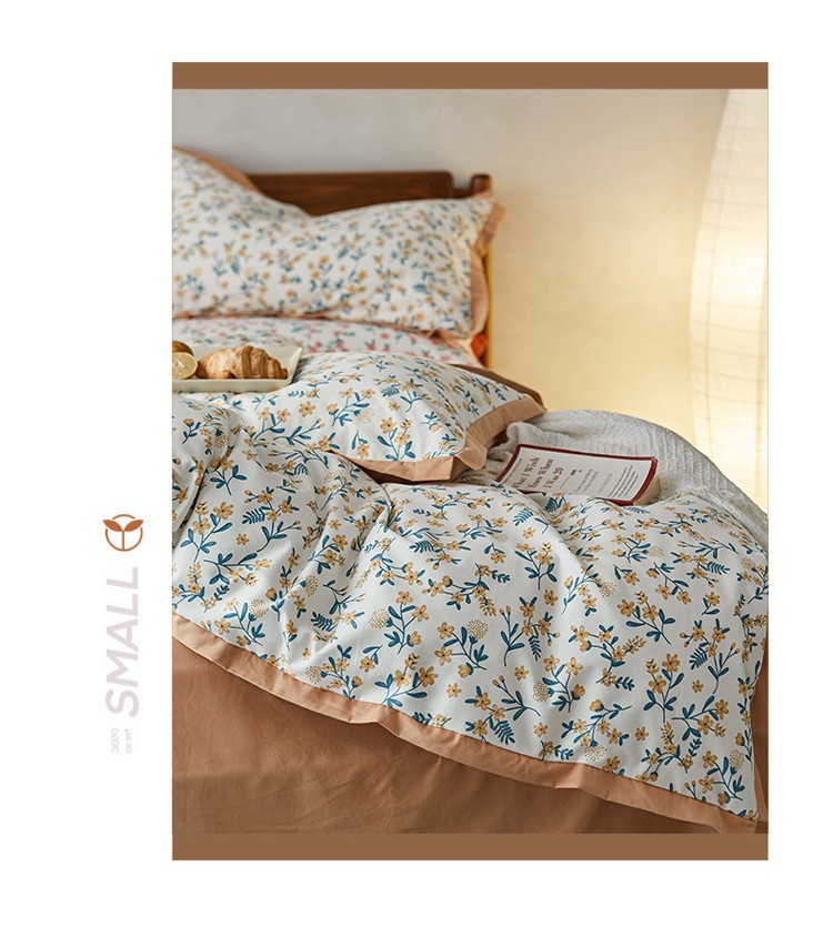 Light luxury all-cotton 100-count long-staple cotton thickened brushed four-piece set, autumn and winter pure cotton quilt cover three-piece set bedding pic 16