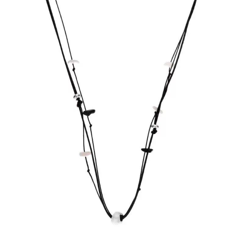 银丝刺绣肌理锁包吊坠长项链耳环小众设计高级感简约可调节项链女详情8