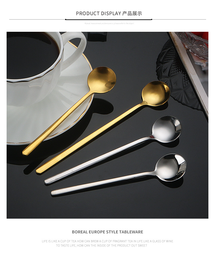 Stainless steel spoons with creative high appearance level, coffee spoons as souvenirs, golden small round spoons, gift spoons, dessert spoons, small round spoons pic 8
