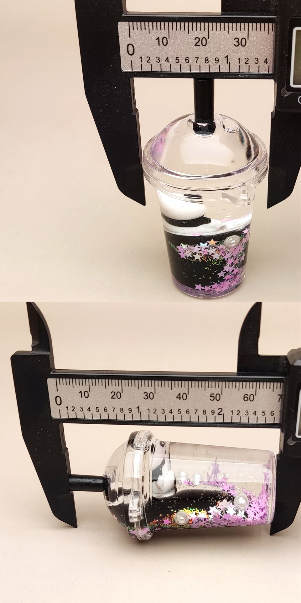 创意亚克力入油流沙瓶奶黑色爆闪熊猫系列钥匙扣汽车配饰桌面摆件详情16