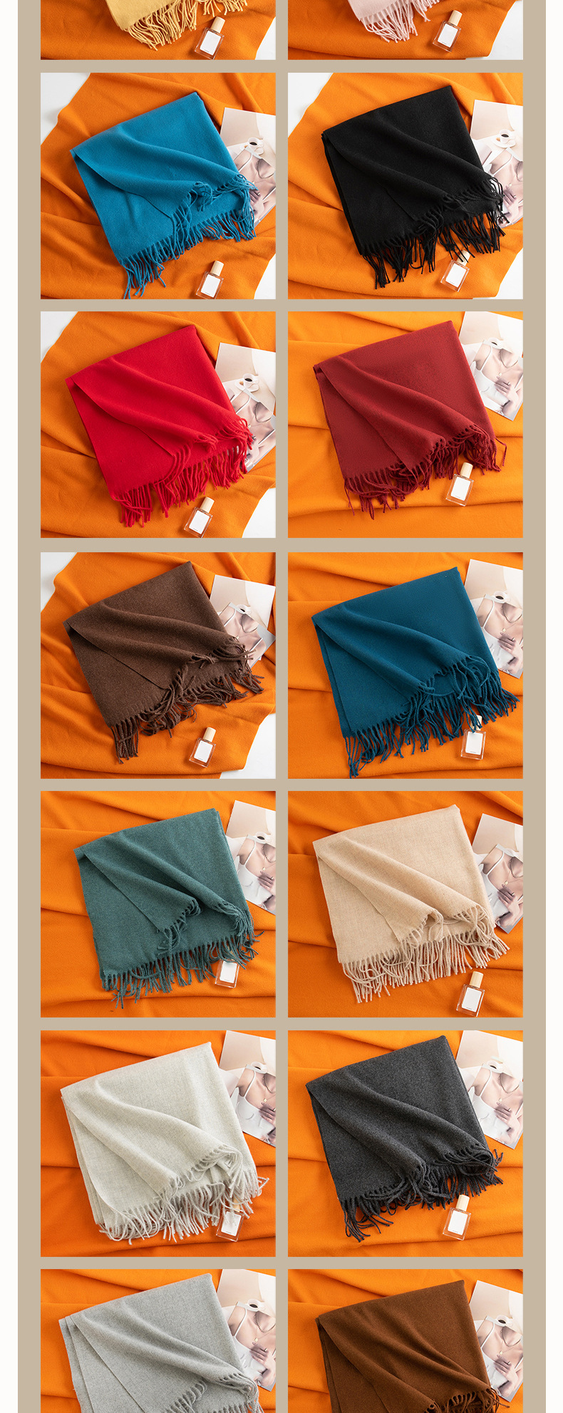 跨境欧美仿羊绒围巾披肩女冬季高级感2024新款韩系百搭女士围脖详情13