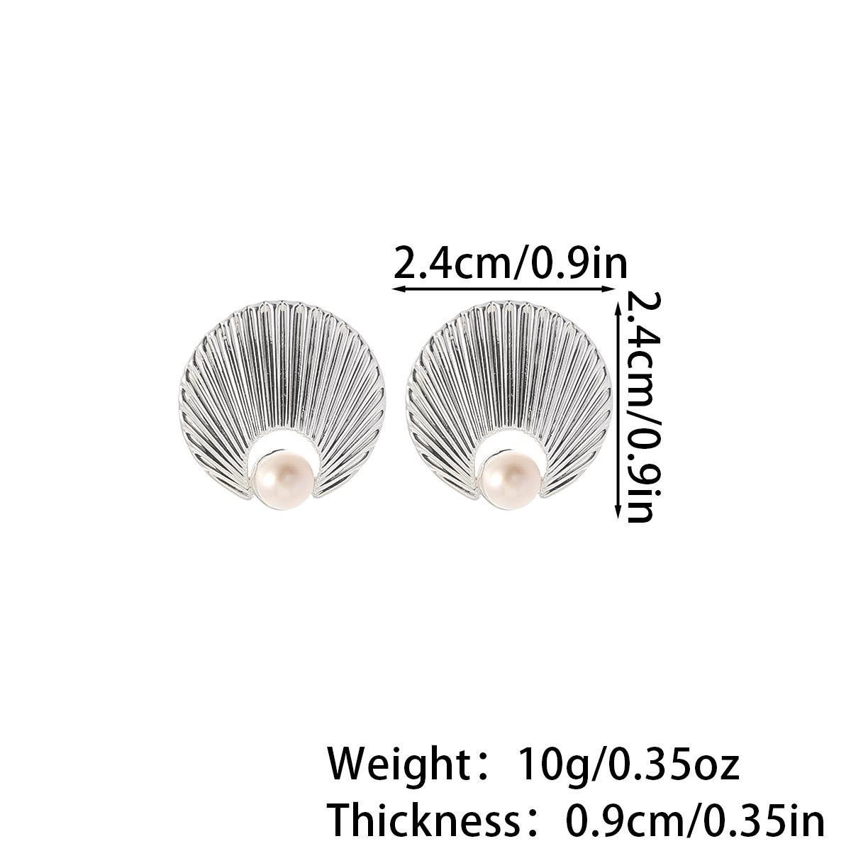 娜莎跨境专供肌理感贝壳状镶嵌淡水珍珠耳钉女法式复古女士耳环详情3