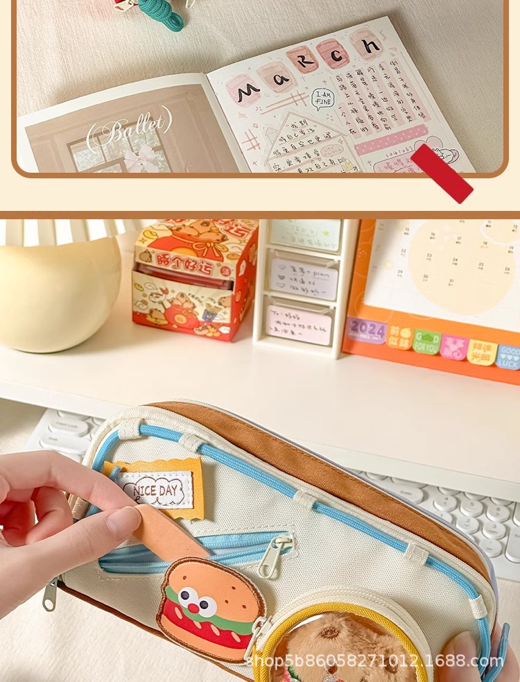 2025可爱食物痛包笔袋学生文具袋大容量高颜值女孩铅笔袋儿童笔盒详情7