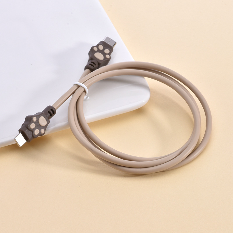 Applicable one-meter TYPE C to lightning Apple Bear Paw TPE mobile phone data cable pic 3