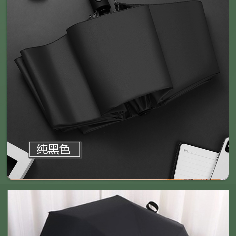 Xingbao Umbrella Industry RST three-fold Umbrella, fully automatic black rubber umbrella wholesale, printed logo advertising umbrella in stock pic 25