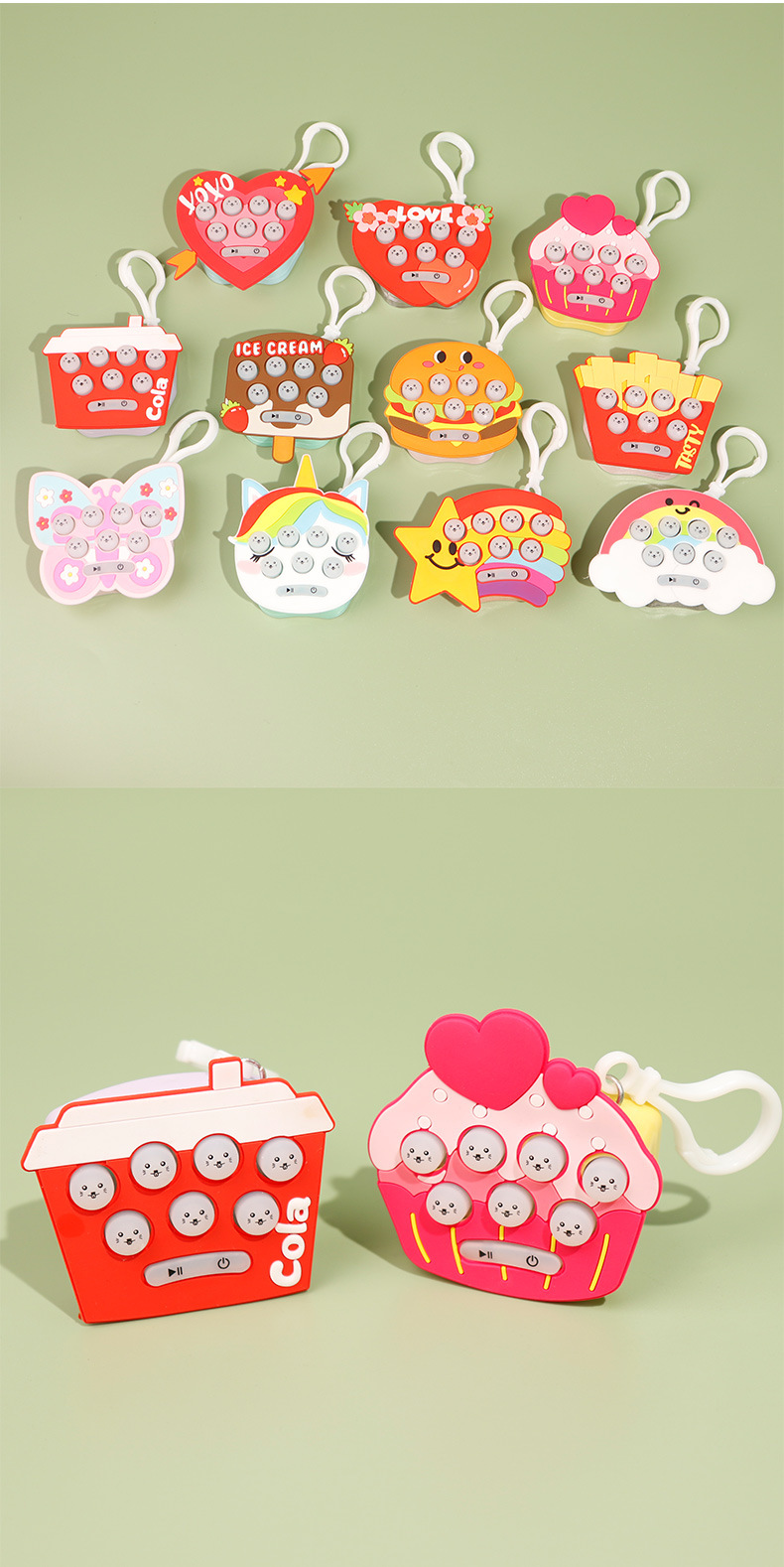 迷你掌上地鼠机游戏机卡通图案打地鼠电子发光解压玩具小钥匙扣批详情8