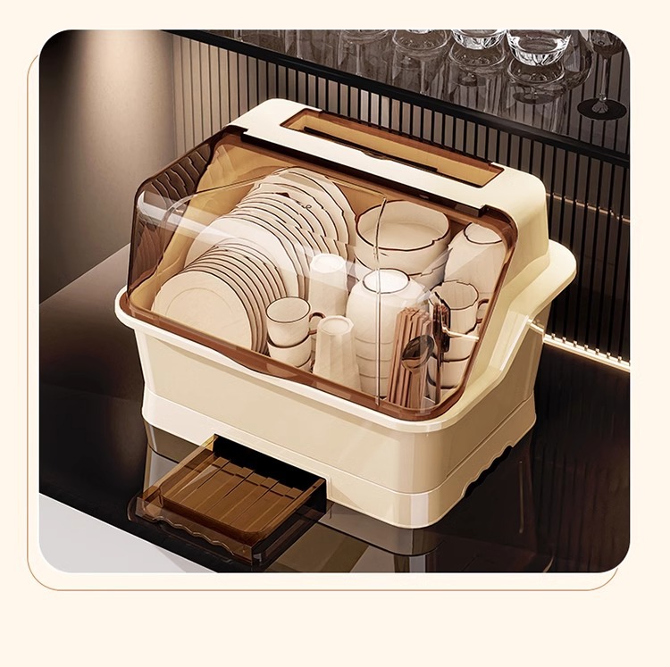 Dish and bowl storage rack, kitchen storage rack, draining rack, countertop with lid, household bowl rack, chopstick and bowl storage box pic 18