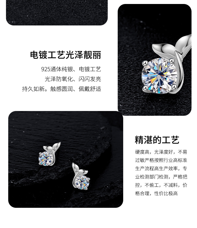 Zhuoheng Select 925 sterling silver Stud earrings for Women, 2026 new style, trendy, simple, compact, high-end, elegant, niche design Mosang earrings pic 12