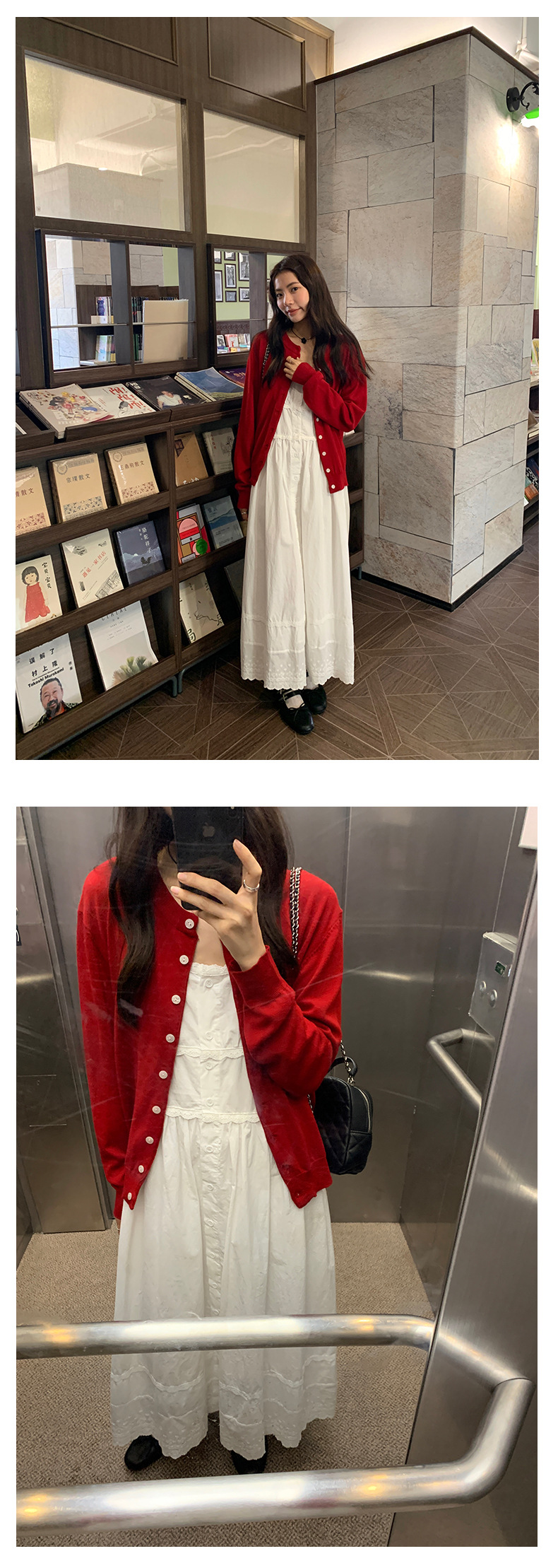 黄峥法式高腰花边吊带连衣裙女2024早秋宽松显瘦无袖长裙143LH576详情25