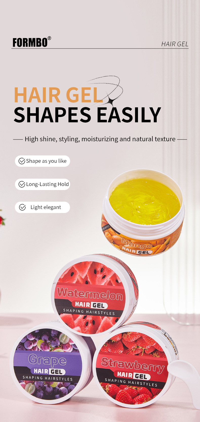 【 Cross-border Exclusive 】FORMBO Fruit Gel Hair Styling, Curling, and Frizzy Mousse Gel Wholesale pic 2