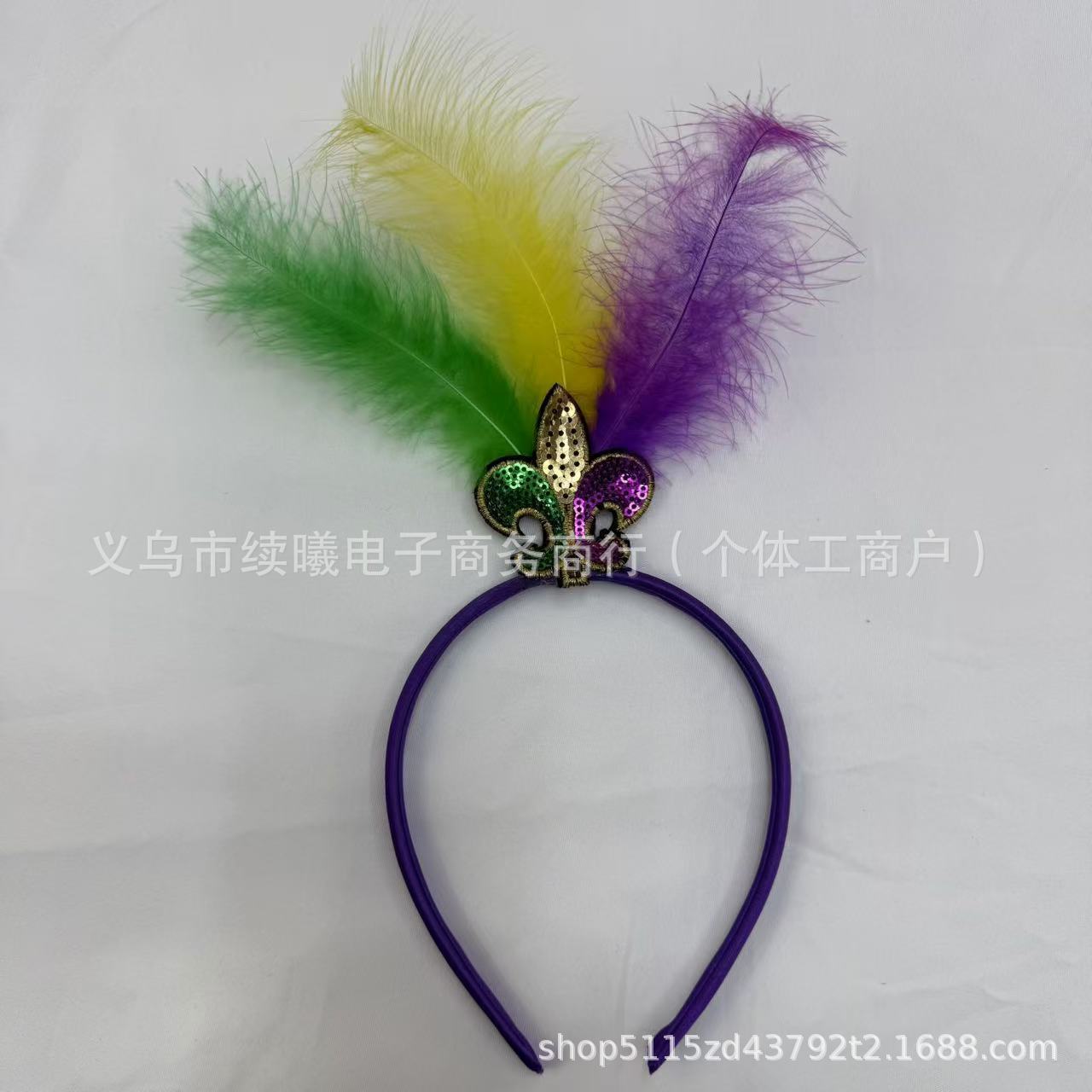 亚马逊狂欢节羽毛发箍派对舞台表演节日装饰发饰头饰饰品头纱时尚发饰详情8