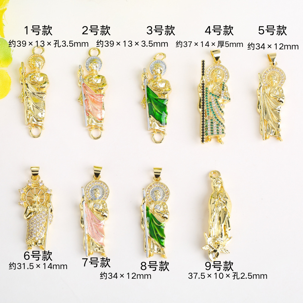14k gold-plated oil drip pendant with micro-inlaid zircon Virgin Mary pendant diy accessory necklace pendant accessory pic 1