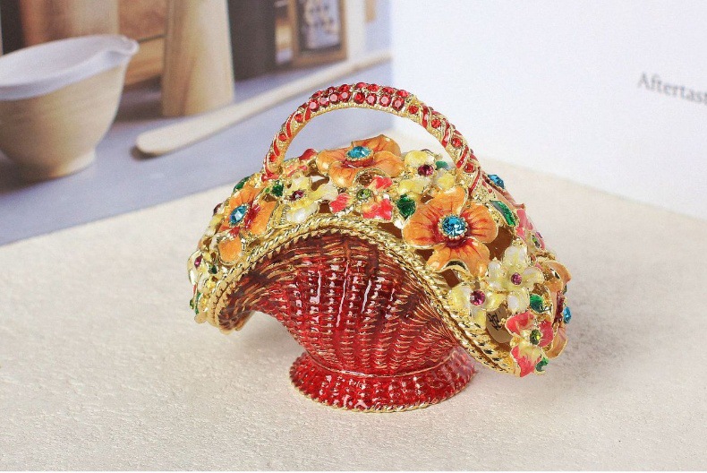 金属首饰盒生日礼物景区热卖的工艺品花篮珐琅彩摆件客厅家居装饰详情14