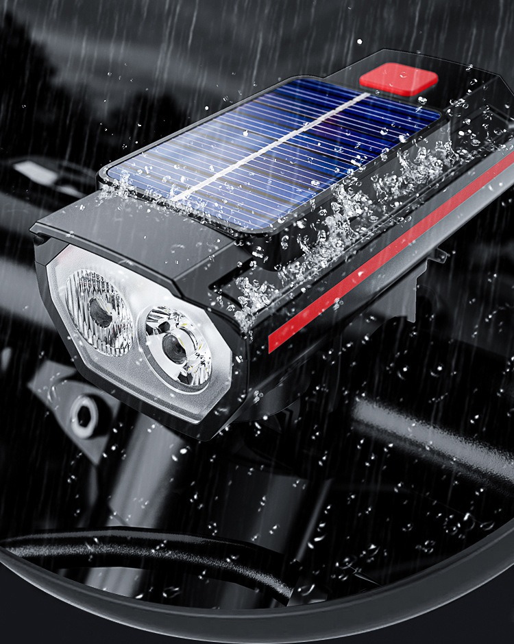Bicycle light strip high-decibel horn, high and low beam high-brightness, solar-powered charging plastic outdoor cycling dual light horn pic 6