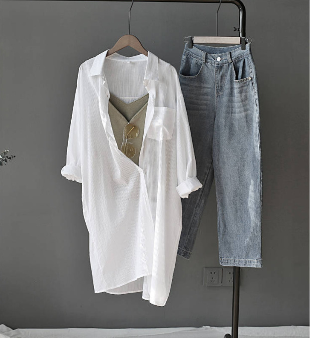 Sun-protective clothing for women, summer sun-protective outerwear, cardigan for women, large size, loose, ultra-thin, breathable, mid-length pic 12