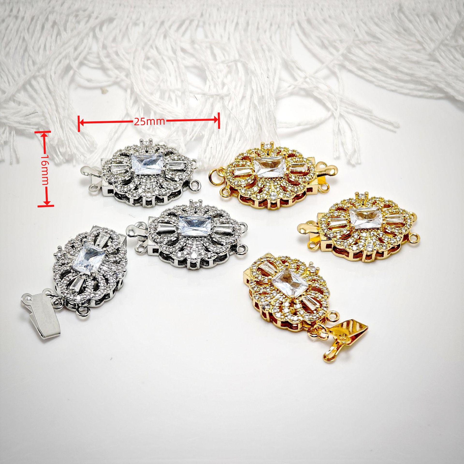 High color retention, real gold plating, double hanging, zirconium pearl buckle, pin, buckle necklace, connecting buckle head, DIY jewelry bracelet pic 43