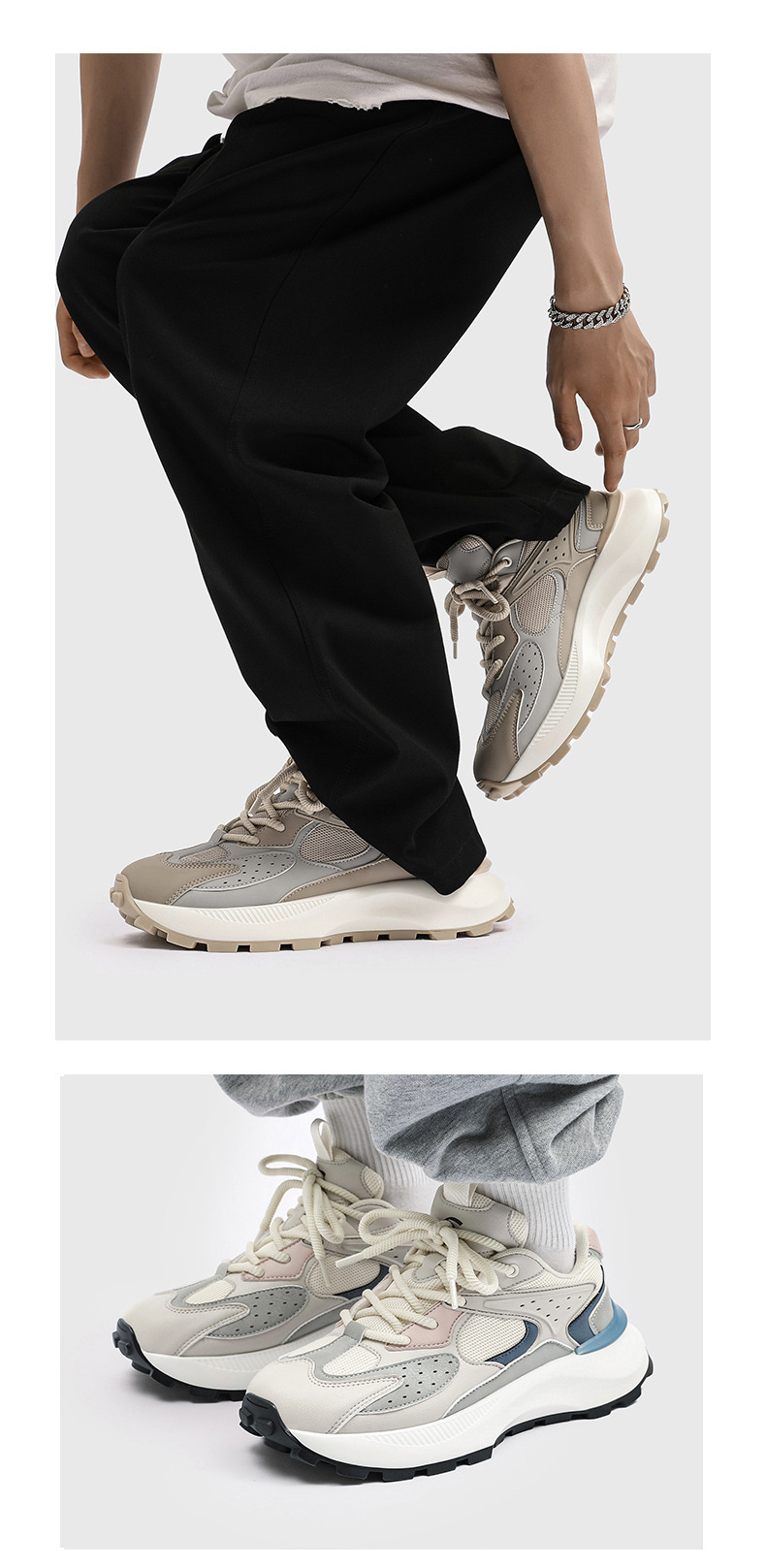 哈比熊男鞋春秋季潮牌透气厚底老爹鞋男款休闲跑步运动鞋青年潮鞋详情14