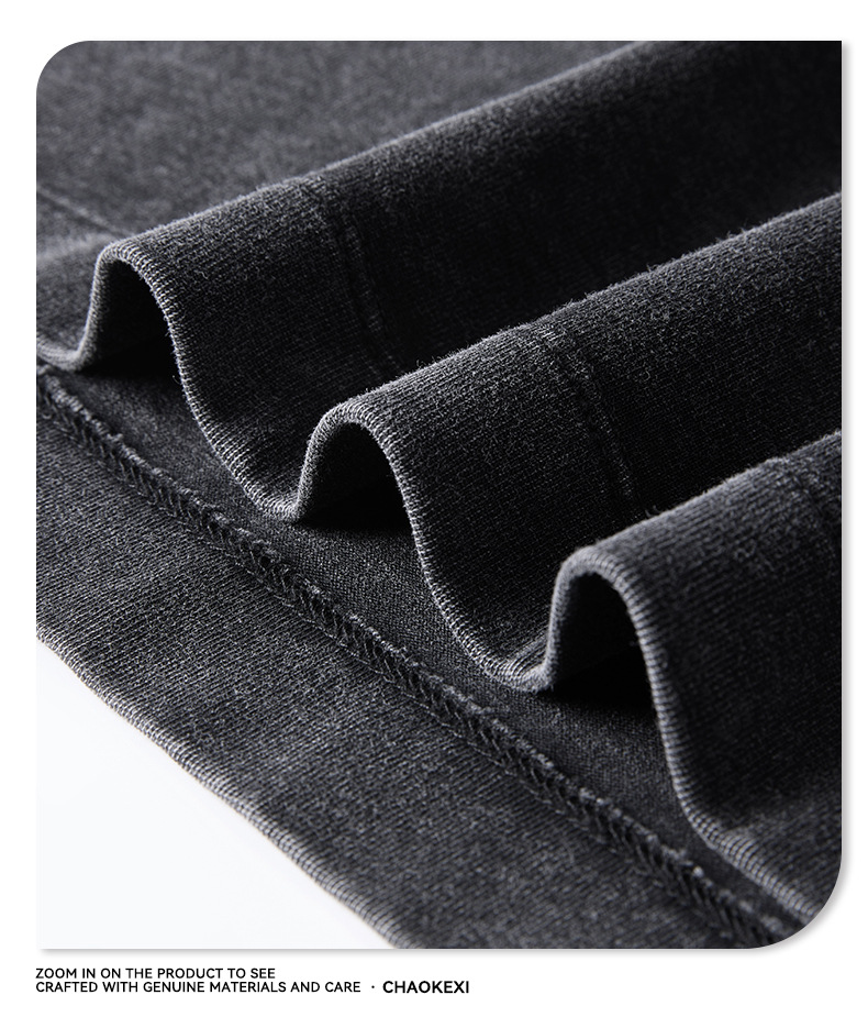 New pure cotton American-style solid-color youth T-shirt for men, 280g washed and aged trendy short-sleeved top custom-made pic 17