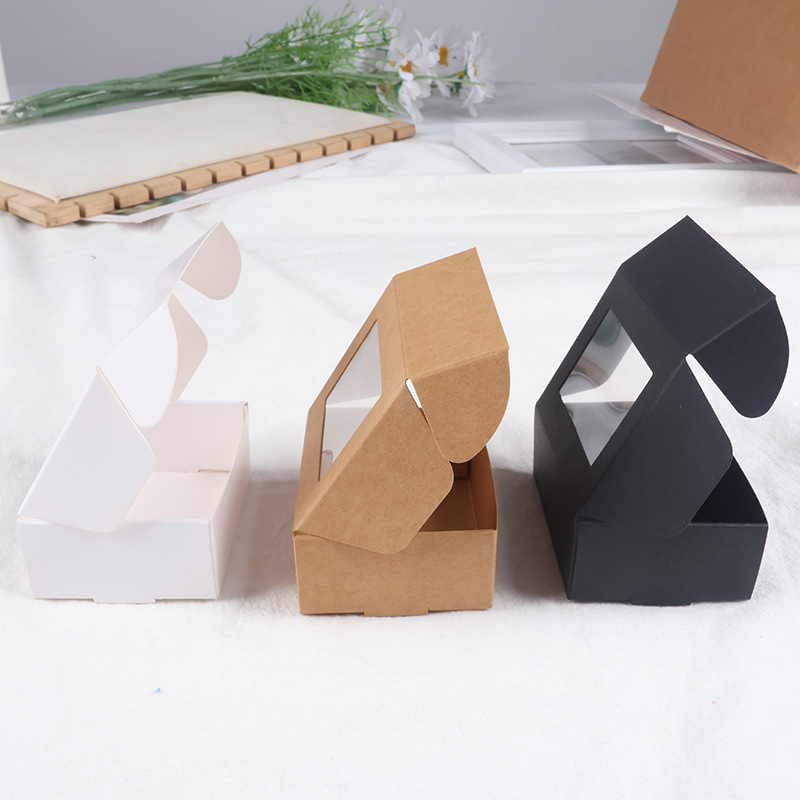 跨境牛皮纸飞机盒手工皂开窗盒镂空白卡黑卡迷你牛皮纸盒批发定制详情8